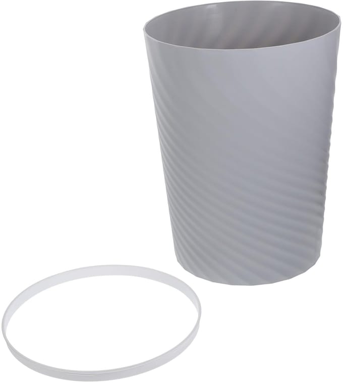Decoratieve Prullenbak - Afvalemmer - Keuken en Slaapkamer - Modern Gestreept Design - 12 Liter Capaciteit - Grijs