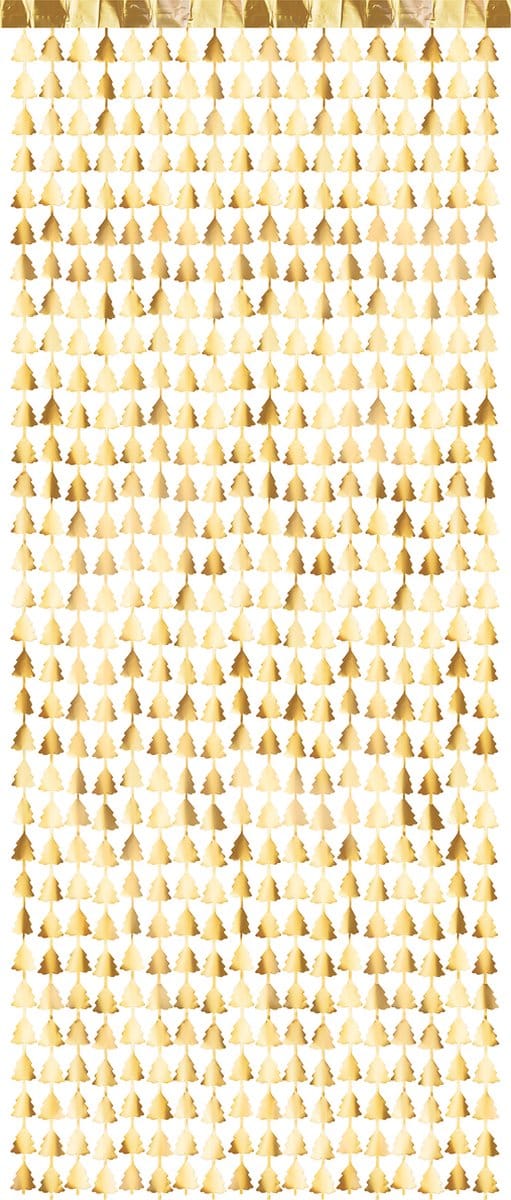 PARTYDECO - Dennenbomen draadgordijn goud 100 x 245 cm