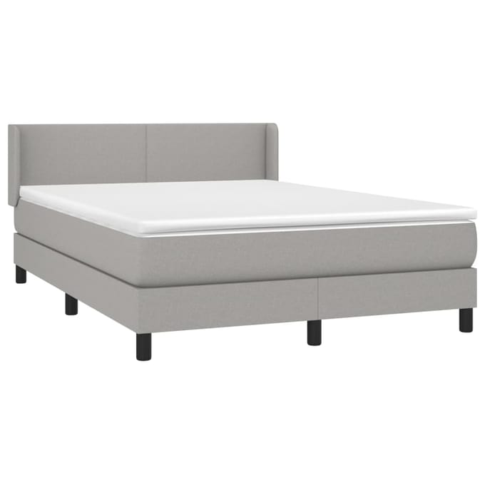 vidaXL - Boxspring - met - matras - stof - lichtgrijs - 140x190 - cm