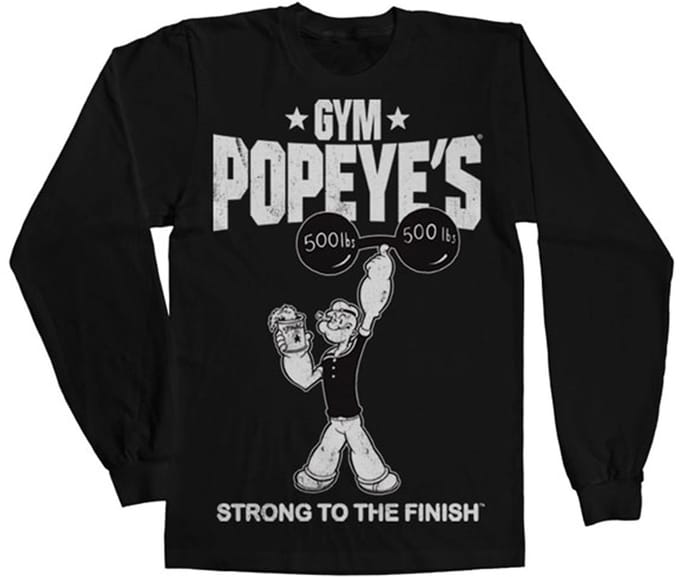 Popeye Longsleeve shirt -S- Popeye's Gym Zwart
