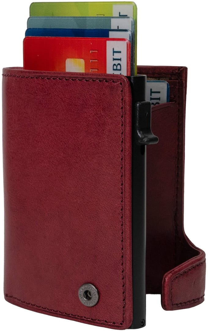 Tony Perotti Furbo RFID Leren Pasjeshouder met papier- en kleingeldvak - Violetrood