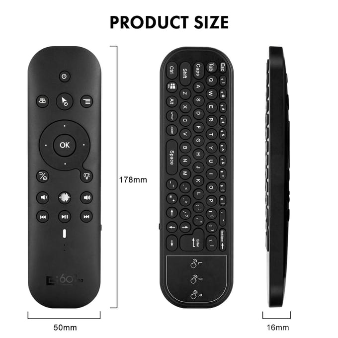 G60SPRO BT 2.4G Dual Mode Voice Remote met toetsenbord 6-assige gyroscoop voor Smart TV Android TV BOX PC zwart