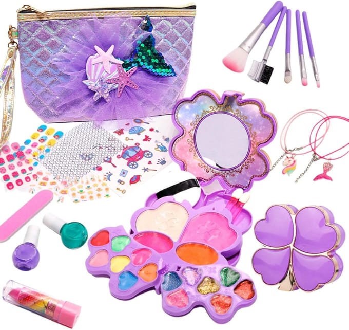 Kinder Make-up Set - Speel Make-up - Verkleedpartij Cadeau - Wasbare Cosmetica - 21x17x8 cm - null