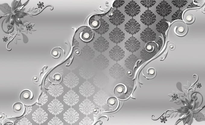 Vintage Pattern Silver Grey Photo Wallcovering