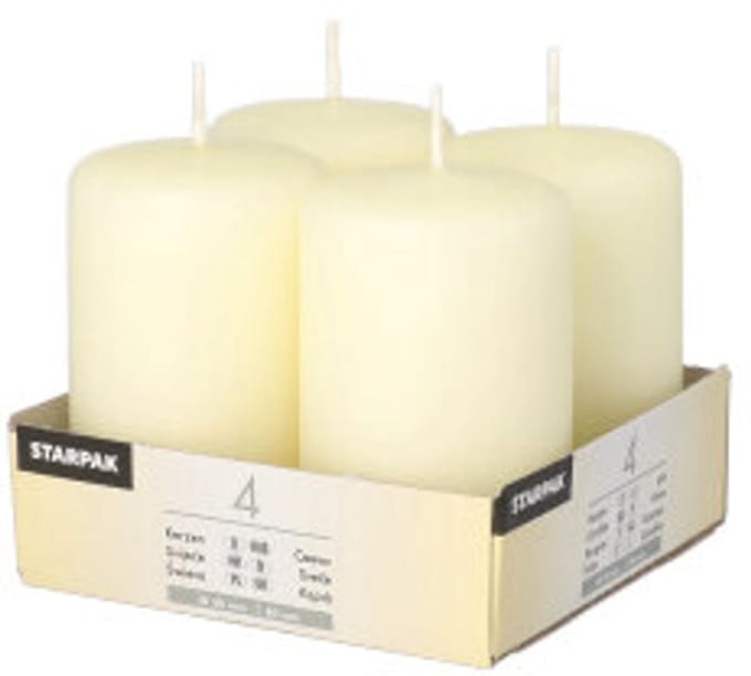 6x 4 Stompkaarsen Ø 50 mm · 80 mm ivoor Ivory
