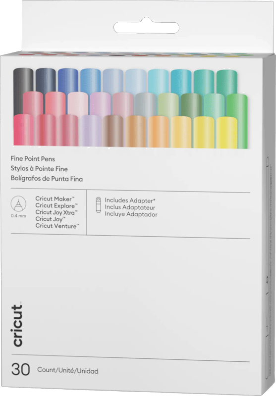Cricut™ Pennen met extra fijne punt 0,4 mm – Ultimate (set van 30) + adapter