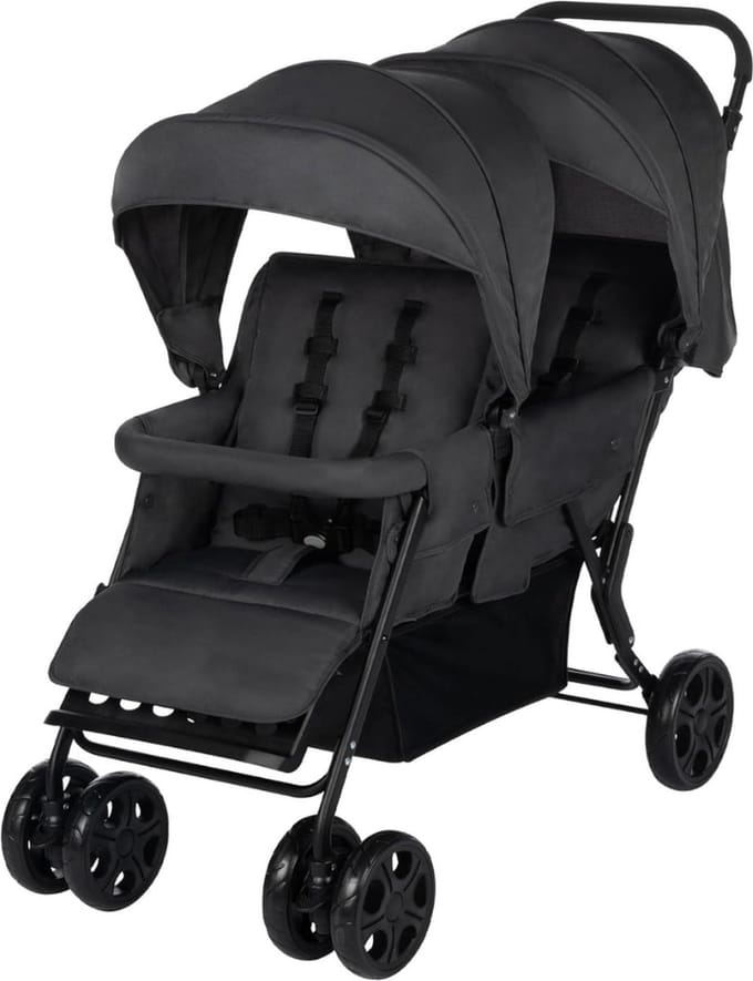 Duo Kinderwagen - Buggy - Tweeling - Wandelwagen - Zwart