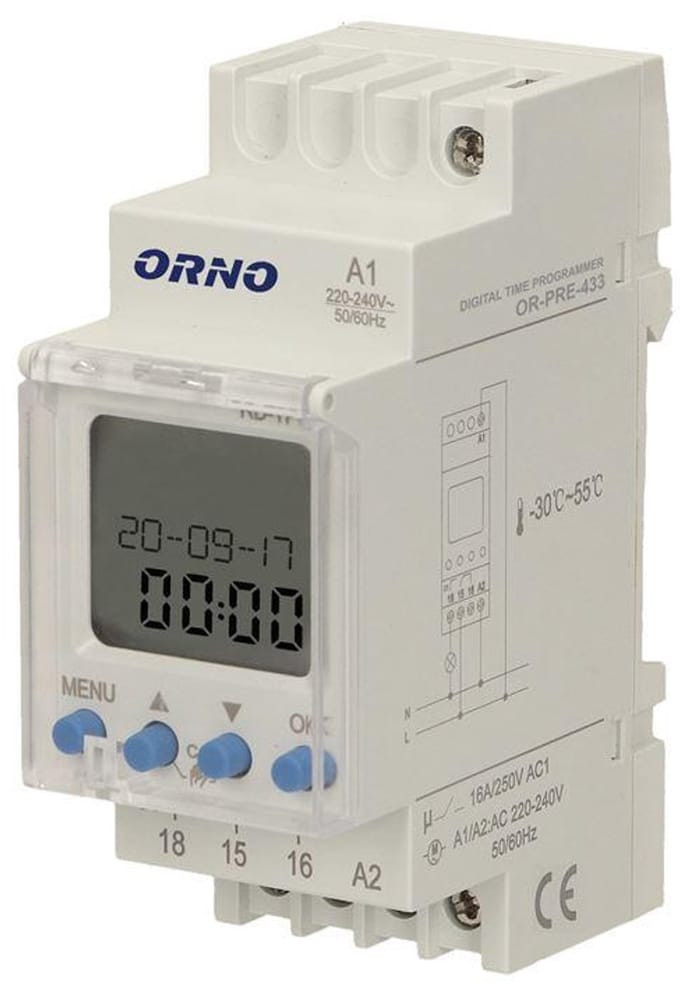 Orno Programmeerbare Timer - 52 Programma's - LCD Display - DIN Rail Montage