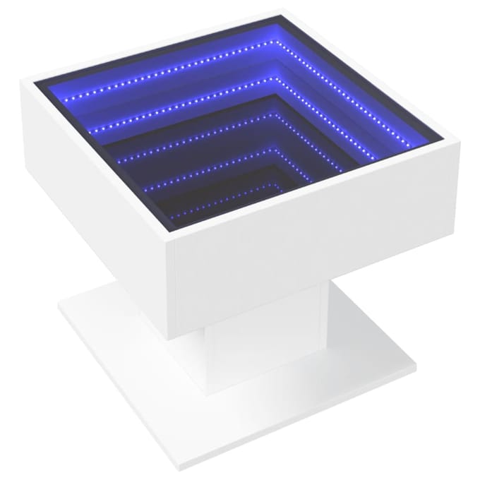 vidaXL - Salontafel - met - LED - 50x50x45 - cm - bewerkt - hout - wit