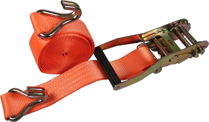Benson Spanband met ratel - 5 meter - 3 ton capaciteit - oranje - inclusief 2 haken