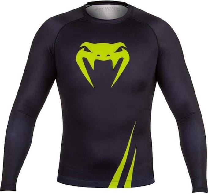 Venum Challenger Long Sleeves Rashguard Black / Neo Yellow-S