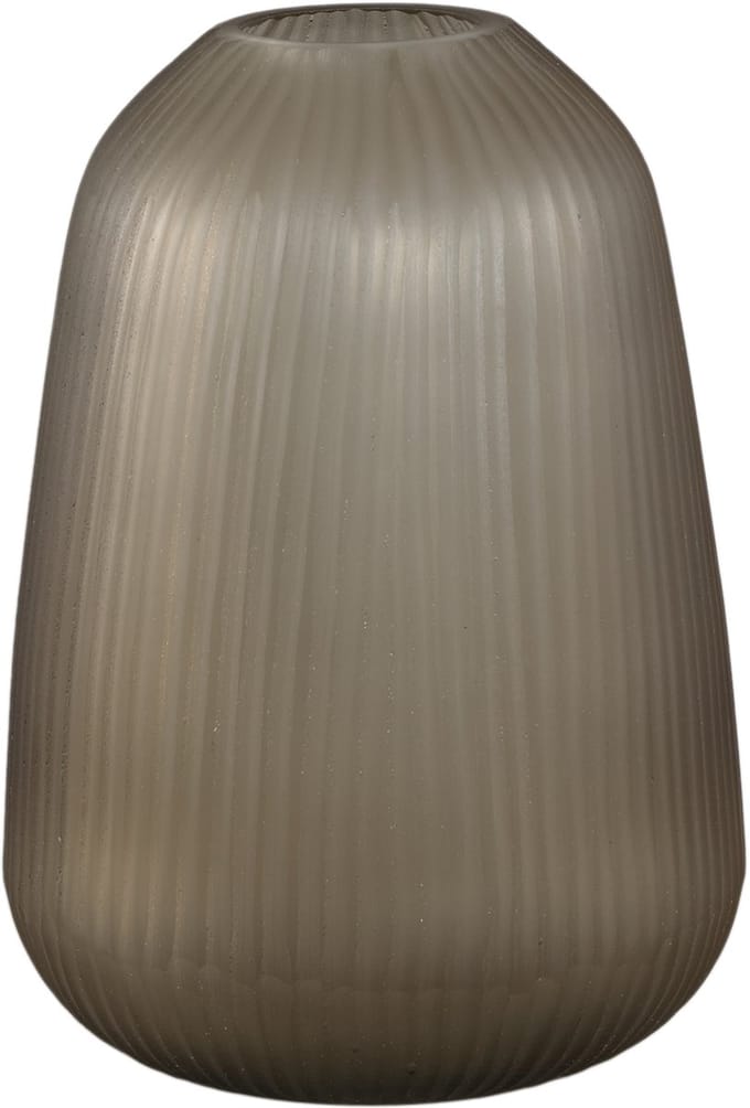 PTMD Marria Brown Glass Vase Handcut Ribbed Round M