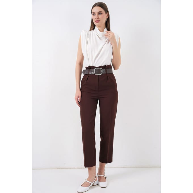 Enkelhoge Rechte Broek met Strik