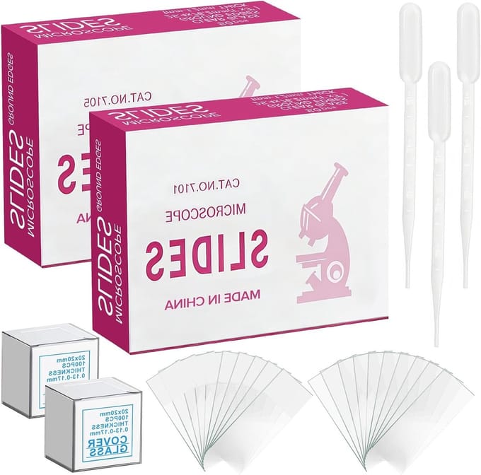 300 Pieces Microscope Slides and Coverslips Set, 50 Matte & 50 Smooth Slides, 200 Pieces Coverslips 22x22mm for - ShopVlot