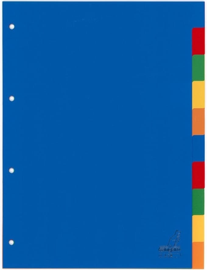 Tabbladen Kangaro 4-gaats A410 10-delig assorti PP - 25 stuks