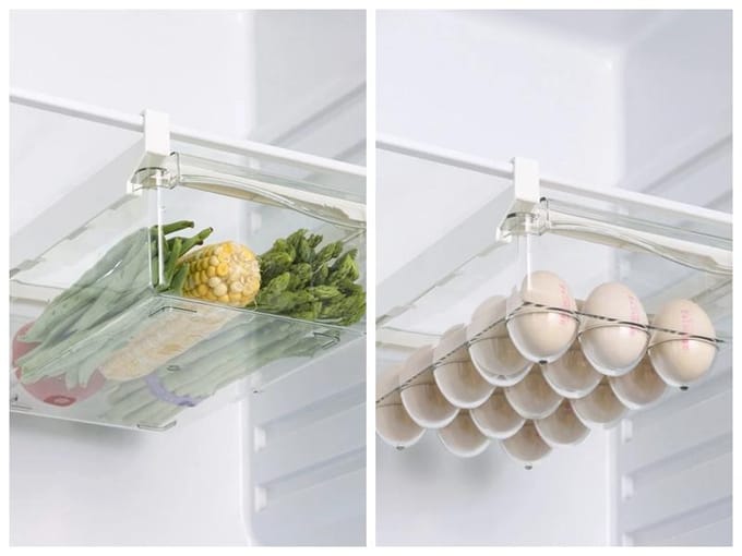 Koelkastlade Stijl Voedselopbergdoos, Fruitverpakkingsmachine, Schapdrager, Schuifbare Plastic Kookcontainer