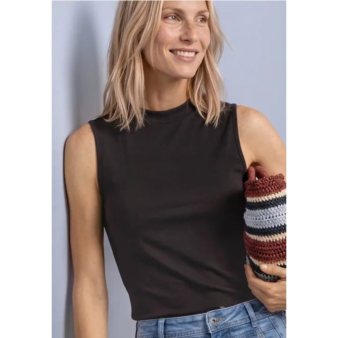 Top in Silk-Look met coltrui