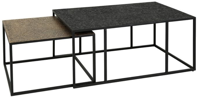 Fraaai - Lazio salontafel set van 2 rechthoek iron metallic - grijs