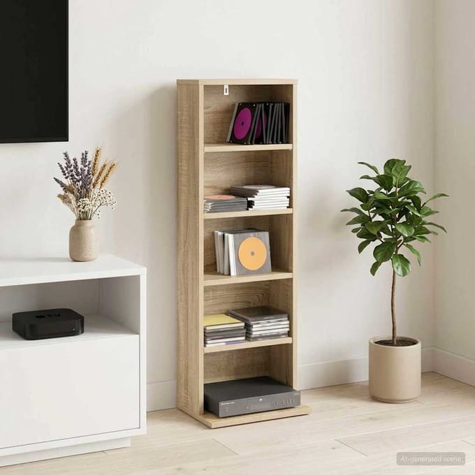 vidaXL - CD - Kast - Sonoma - Eiken - 33 - x - 23,5 - x - 97,5 - cm - Bewerkt - hout