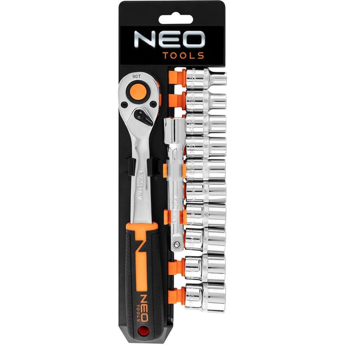 NEO 10-030 - Dopsleutelset - 1/2" - 12 Stuks - Chroom-Vanadiumstaal