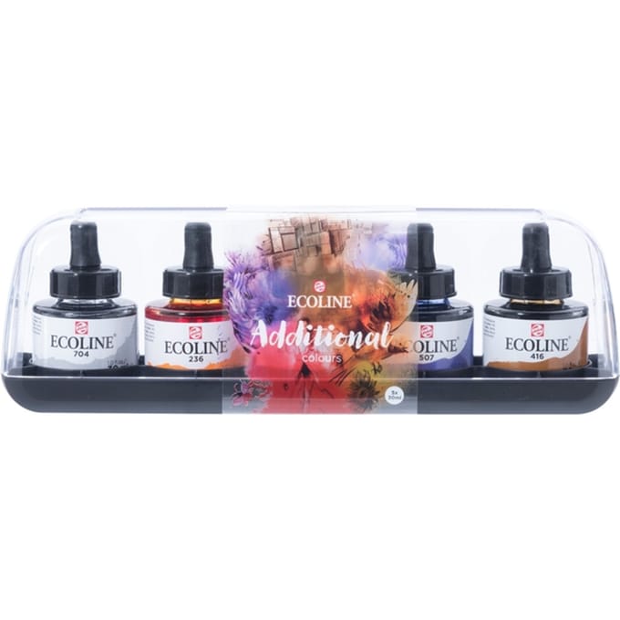 Inkt Talens Ecoline met pipet additional set à 5 ass