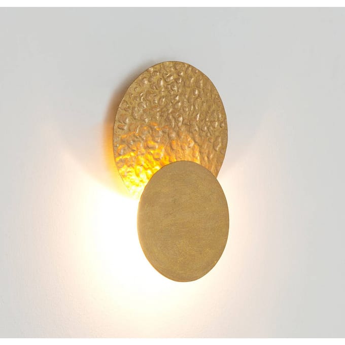 Holländer LED wandlamp CORONARE, Ø 17 cm, goudkleurig, metaal, dimbaar