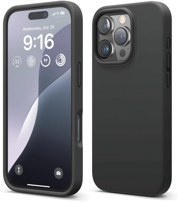 Solid hoesje Soft Touch Liquid Silicone Flexible TPU Rubber - Geschikt voor: iPhone 16 Pro Max - Zwart