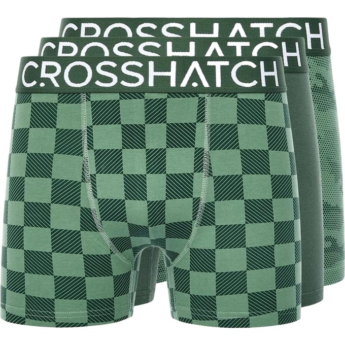 Crosshatch Heren Bresler Boxershorts (Set van 3) (Groen)