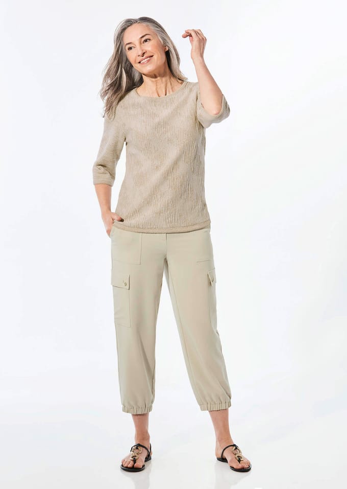 Tricot pullover met boothals - beige - Gr. 24 van Goldner Fashion