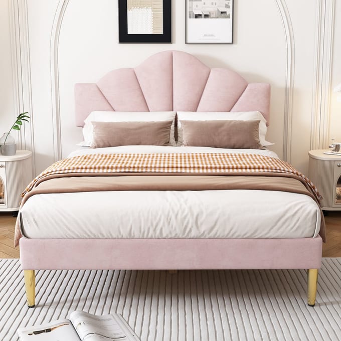 VVBV Gestoffeerd Bedframe 140x190 cm met Lattenbodem - Fluweel