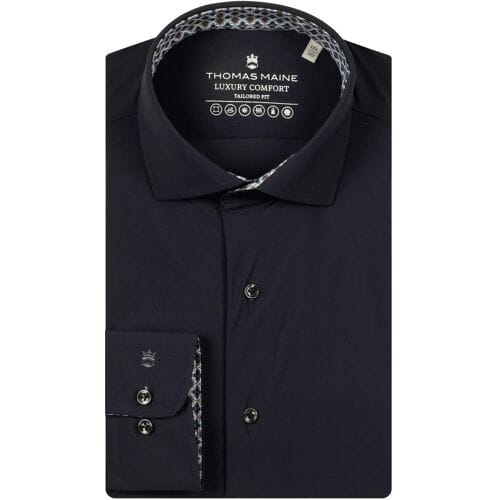 Thomas Maine Overhemd Roma Modern Kent Luxury Comfort Hyperstretch Contrast Navy / male
