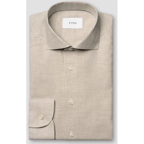 Eton Overhemd Signature Flanel Micro Check Beige / male