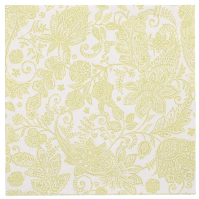 8x 20 Servetten ROYAL Collection 1/4 vouw 40 cm x 40 cm lime Paisley