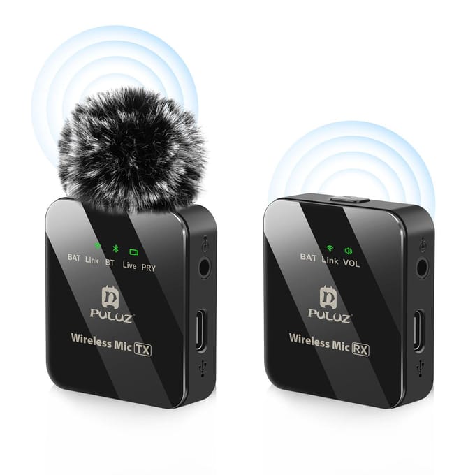 Microphone sans fil PULUZ One-Trigger-Two à pince, portée de transmission de 10 m, anti-bruit intelligent One-Trigger-One gray