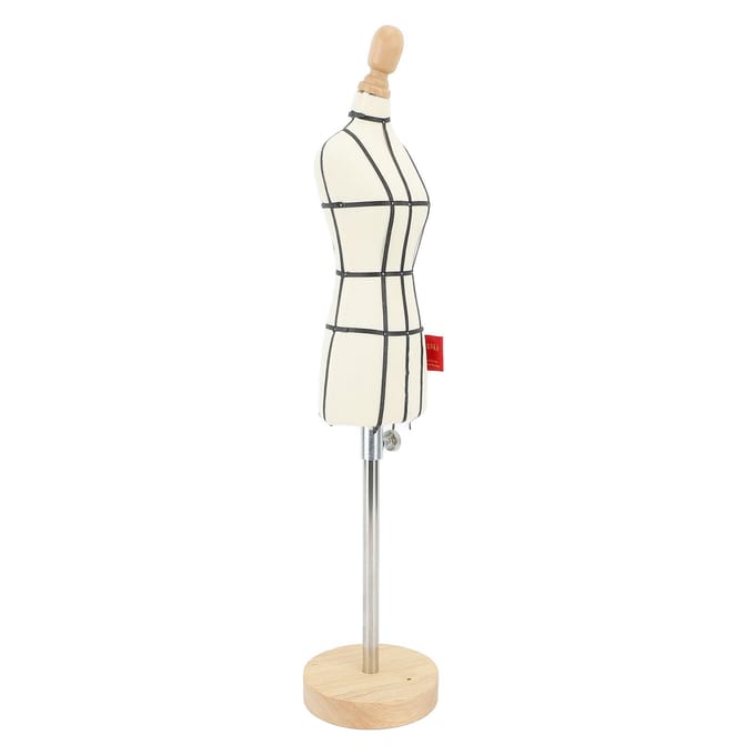 Mini Mannequin de Couture avec Support Base en Bois Mannequin de Couture Corps Modèle d'Affichage de Vêtements pour beige