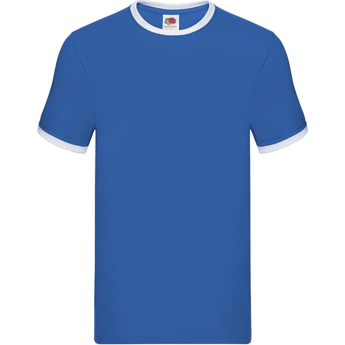 Fruit of the Loom Heren Ringer T-Shirt (Koningsblauw/Wit)
