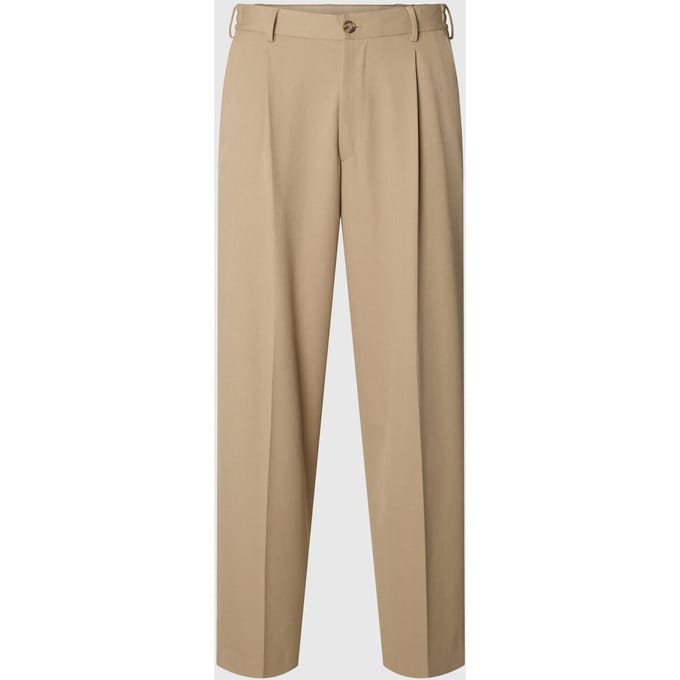 Loose fit bandplooibroek met riemlussen, model 'FINN'