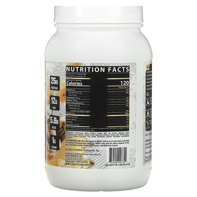 Nutrex Research, IsoFit Protein, Banana Foster, 2,18 lb (990g)