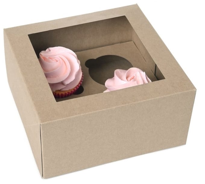 House of Marie Cupcake Doos 4 Kraft - 9 x 9 x 9cm - pk/2