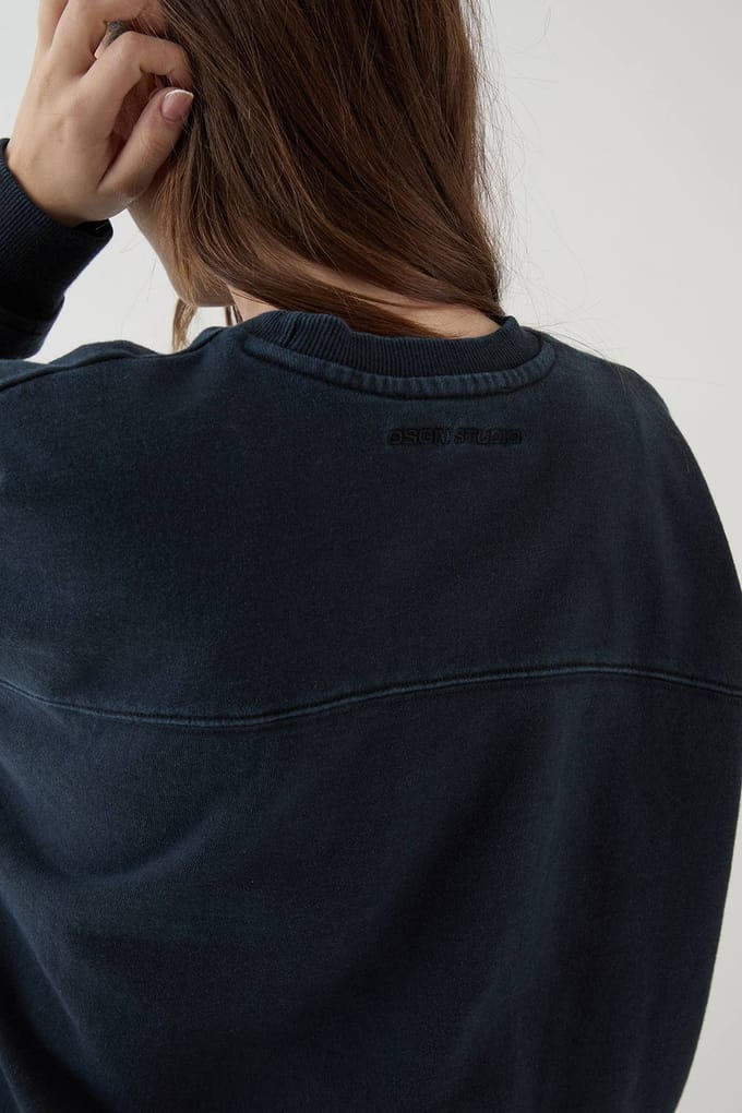 Dames Dsgn Studio Zwaar Gewassen Oversized Sweatshirt | Washed Black | Maat: Medium