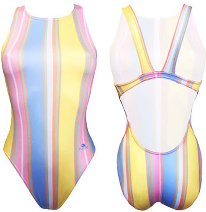 Turbo Pastel Stripes Zwemkleding Geel L Vrouw