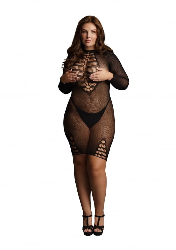 Le Desir - Visnet jurk met lange mouwen - Plus Size