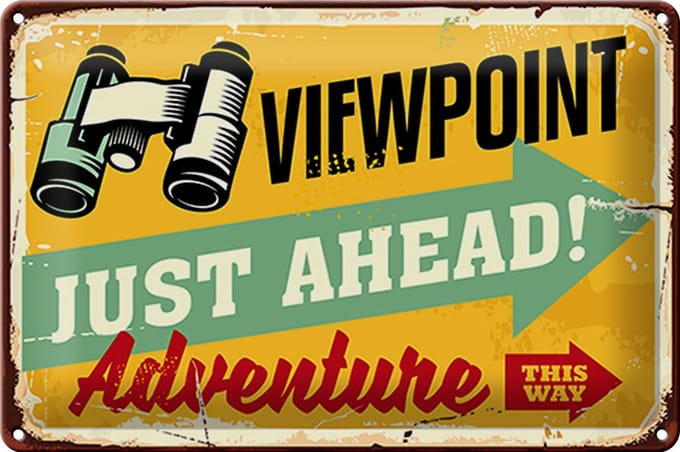 Blechschild Retro 30x20cm Viewpoint Adventure this way