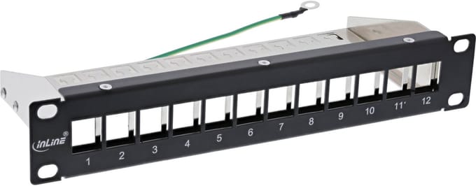InLine® 10 patchpaneel lege plaat 12x, voor Keystone modules, 1U, RAL9005 zwart