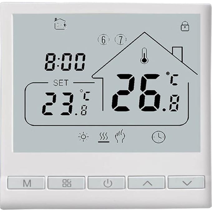 Slimme Thermostaat 5+2 Programmeerbare 16A Elektrische Verwarming Thermostaat DIY Installeren LCD Display Smart 3A Water Heating wit