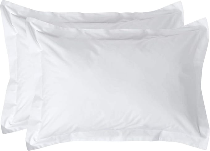Homescapes Kussensloop 50x75 cm met Rand (Oxford) Set van 2 – Wit – 100% Egyptisch Perkal Katoen – 200 TC