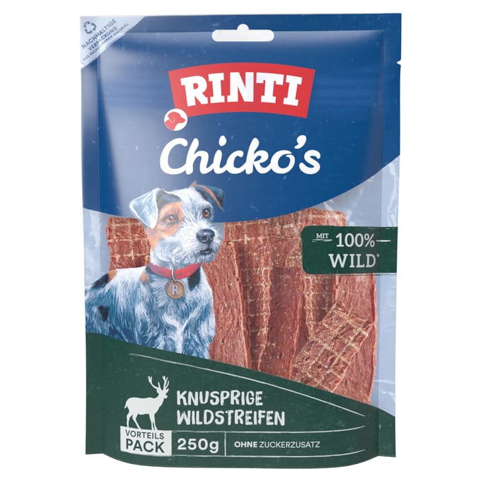 4 x 250 g Voordeelpakket RINTI Extra Chicko Wilde Honden Snacks