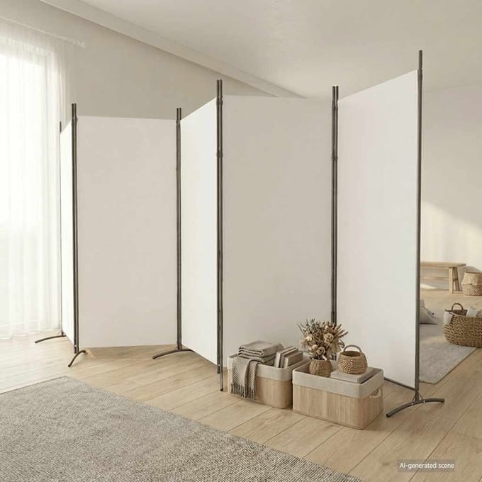 vidaXL - Kamerscherm - met - 5 - panelen - 433x180 - cm - stof - wit