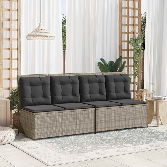 vidaXL - Tuinbank - Lichtgrijs - poly - rattan
