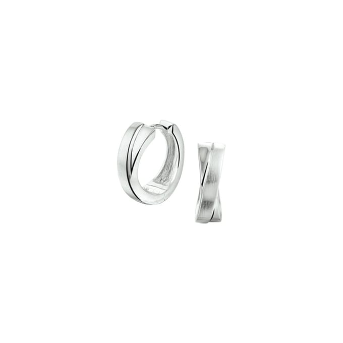 Glams klapoorringen poli/mat - 14 mm - Zilver